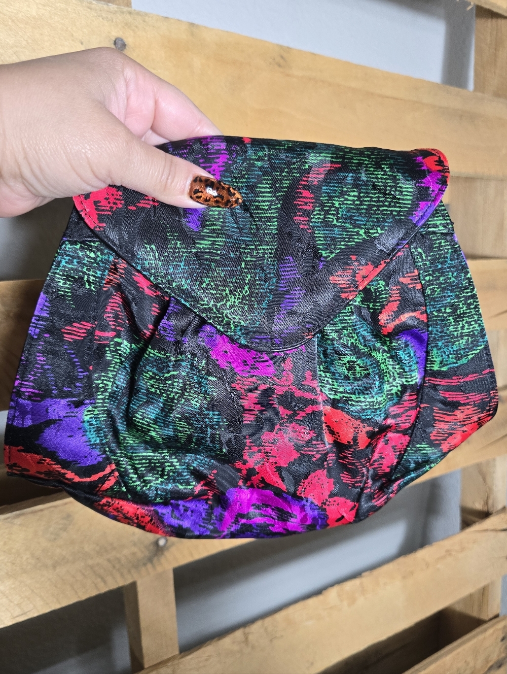 Colorful Abstract Print Clutch Purse